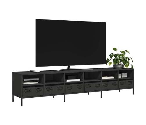 Mueble para TV acero laminado en frío negro 202x39x43,5 cm