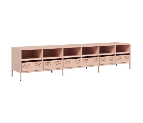 Mueble para TV acero laminado en frío rosa 202x39x43,5 cm