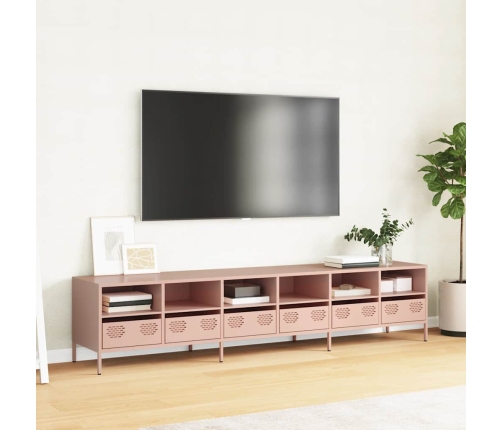 Mueble para TV acero laminado en frío rosa 202x39x43,5 cm