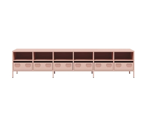 Mueble para TV acero laminado en frío rosa 202x39x43,5 cm