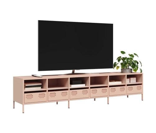 Mueble para TV acero laminado en frío rosa 202x39x43,5 cm