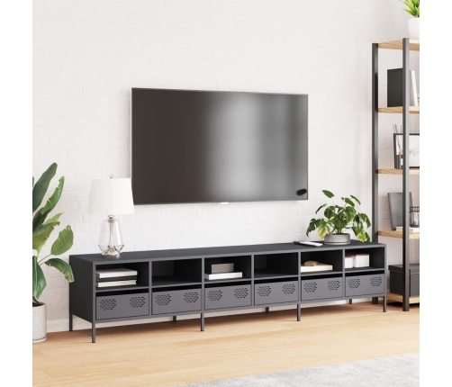 Mueble de TV acero laminado en frío antracita 202x39x43,5 cm