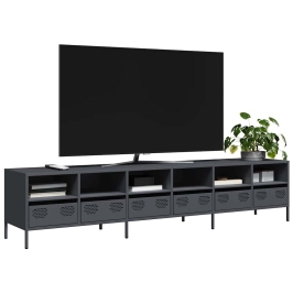 Mueble de TV acero laminado en frío antracita 202x39x43,5 cm