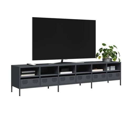 Mueble de TV acero laminado en frío antracita 202x39x43,5 cm