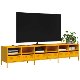 Mueble TV acero laminado en frío amarillo mostaza 202x39x43,5cm