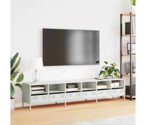 Mueble para TV acero laminado en frío blanco 202x39x43,5 cm