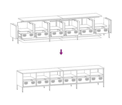 Mueble para TV acero laminado en frío blanco 202x39x43,5 cm