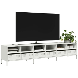 Mueble para TV acero laminado en frío blanco 202x39x43,5 cm