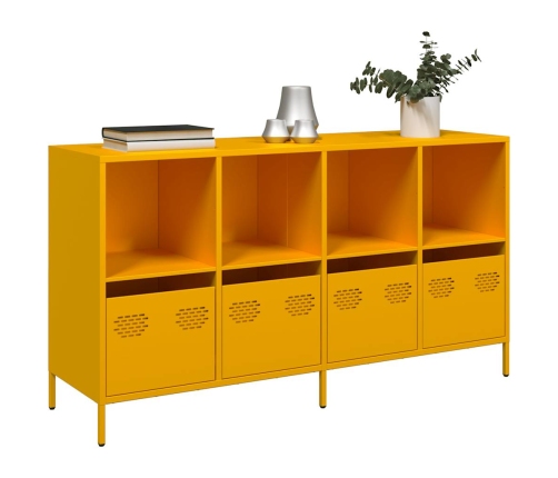 Aparador acero laminado en frío amarillo mostaza 135x39x73,5 cm