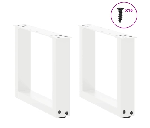 Patas de mesa de centro forma U 2uds acero blanco 30x(30-31) cm