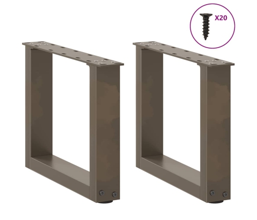 Patas de mesa centro forma U 2uds acero natural 40x(30-31) cm