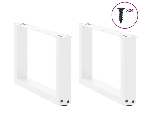 Patas de mesa de centro forma U 2uds acero blanco 50x(30-31) cm