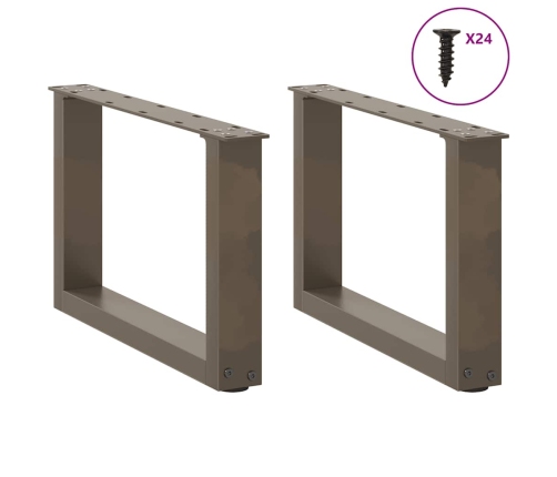 Patas de mesa centro forma U 2uds acero natural 50x(30-31) cm