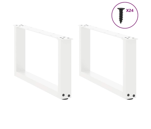Patas de mesa de centro forma U 2uds acero blanco 60x(30-31) cm