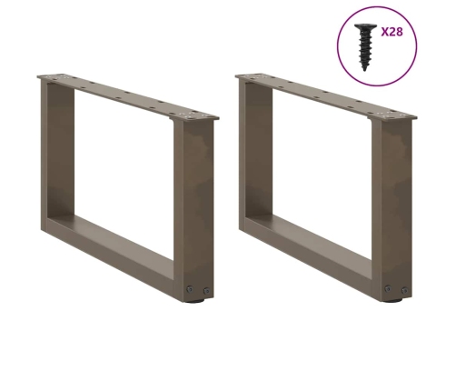 Patas de mesa centro forma U 2uds acero natural 70x(30-31) cm