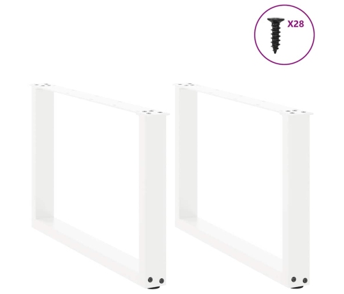 Patas de mesa de centro forma U 2uds acero blanco 70x(42-43) cm