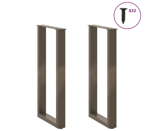 Patas mesa centro forma U 2uds acero natural 38x(72-73)cm acero