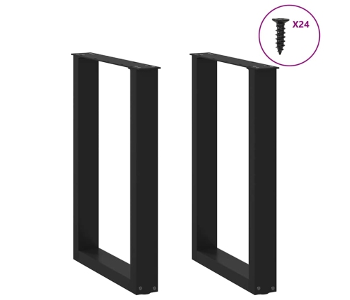 Patas para mesa comedor forma U 2uds acero negro 50x(72-73)cm