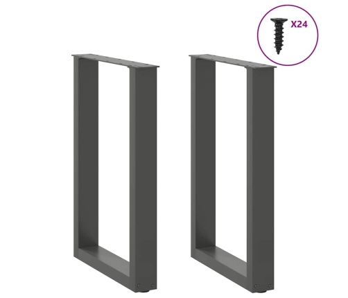 Patas para mesa comedor forma U 2uds antracita 50x(72-73) cm