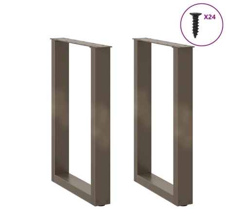 Patas para mesa comedor forma U 2uds acero natural 50x(72-73)cm