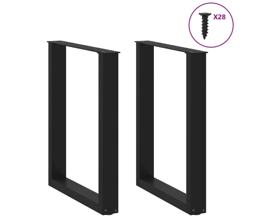 Patas para mesa centro forma U 2 uds acero negro 70x(72-73) cm