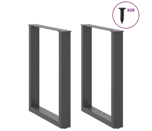 Patas mesa centro forma U 2uds antracita 70x(72-73)cm acero