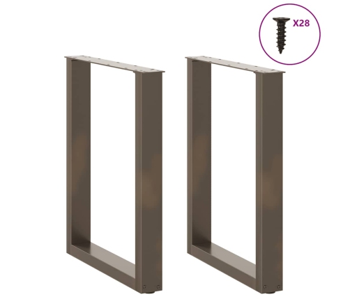 Patas mesa centro forma U 2uds acero natural 70x(72-73)cm acero