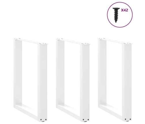 Patas para mesa centro forma U 3 uds blanco 70x(72-73) cm acero