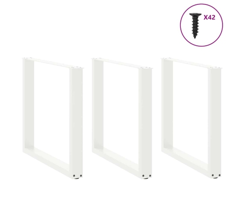 Patas para mesa centro forma U 3 uds blanco 80x(72-73) cm acero