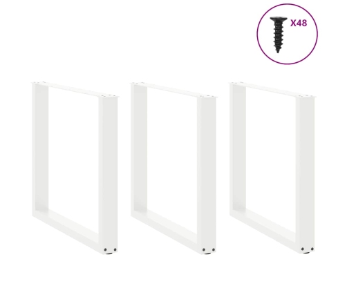 Patas para mesa centro forma U 3 uds blanco 90x(72-73) cm acero