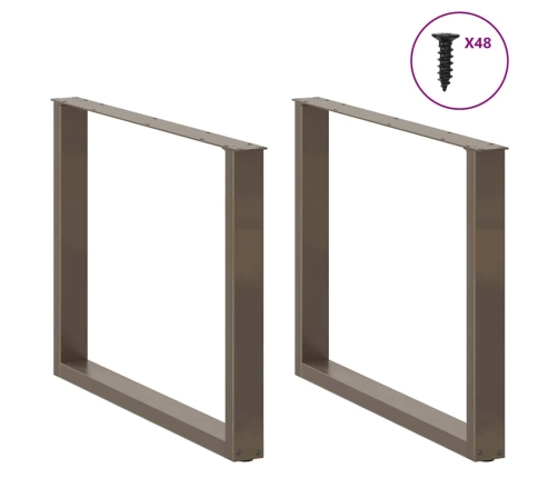 Patas mesa comedor forma U 3uds acero natural 100x(72-73) cm