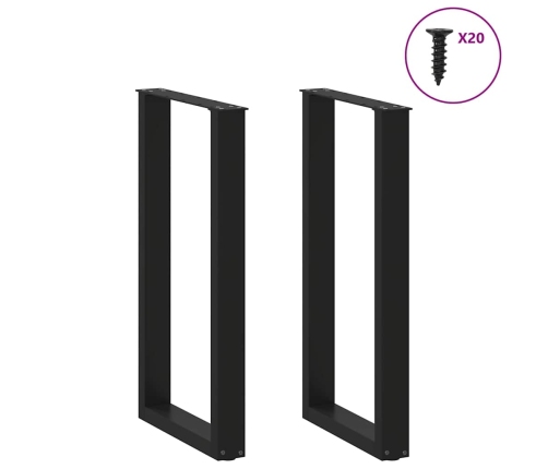 Patas de mesa de centro forma U 2uds acero negro 40x(90-91) cm