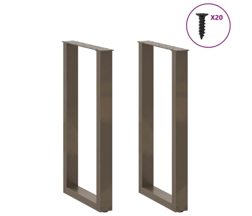Patas de mesa centro forma U 2uds acero natural 40x(90-91) cm