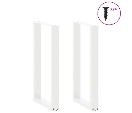 Patas de mesa de centro forma U 2uds acero blanco 50x(90-91) cm