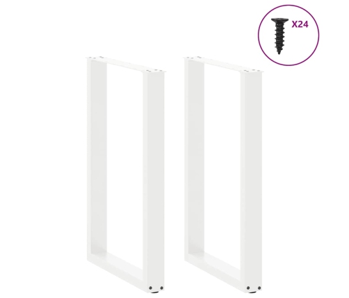 Patas de mesa de centro forma U 2uds acero blanco 60x(90-91) cm