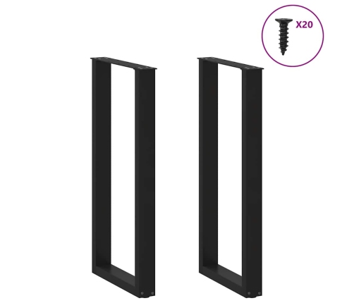 Patas de mesa de centro forma U 2uds acero negro 40x(100-101)cm