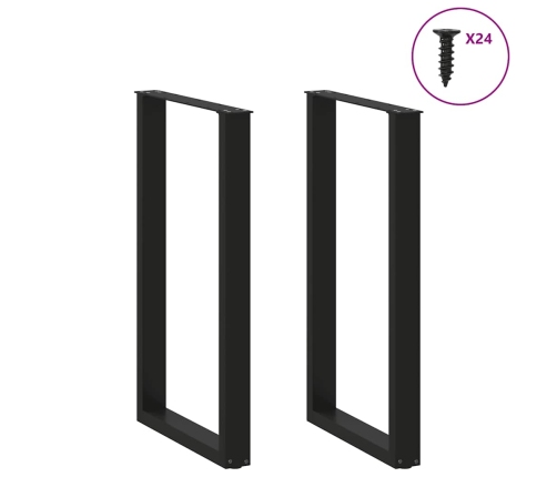 Patas de mesa de centro forma U 2uds acero negro 60x(100-101)cm