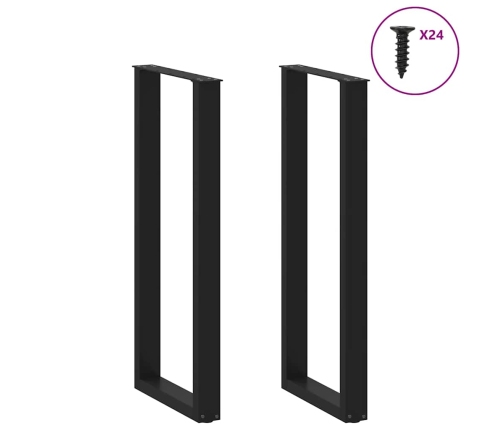 Patas de mesa de centro forma U 2uds acero negro 50x(110-111)cm