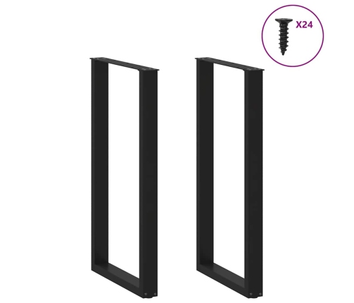 Patas de mesa de centro forma U 2uds acero negro 60x(110-111)cm