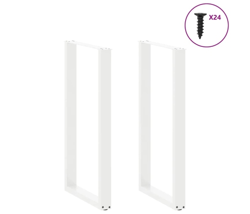 Patas de mesa centro forma U 2uds acero blanco 60x(110-111)cm