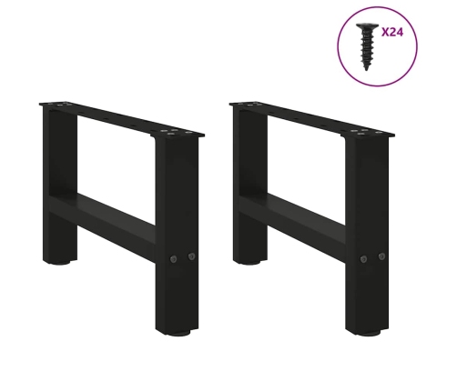 Patas de mesa de centro negro 2uds acero 50x(30-31) cm