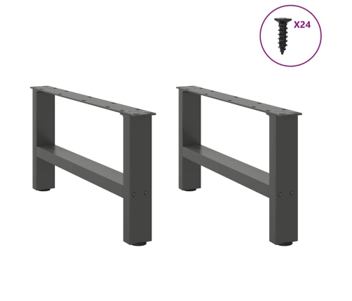 Patas de mesa de centro antracita 2uds acero 60x(30-31) cm