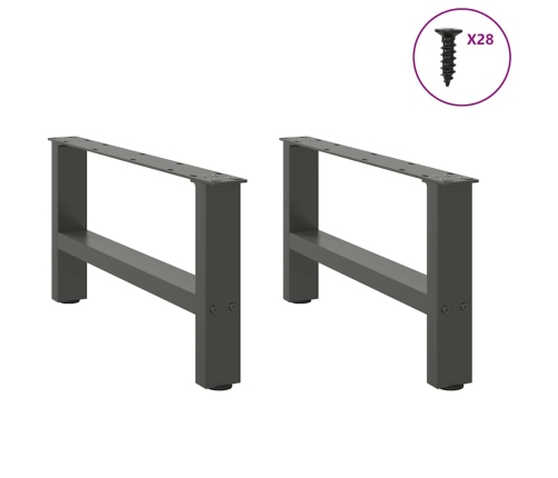 Patas de mesa de centro antracita 2uds acero 70x(30-31) cm