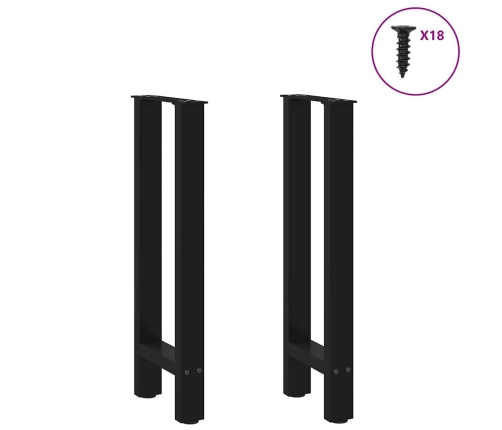 Patas de mesa de centro acero negro 2 uds 28x(72-73) cm