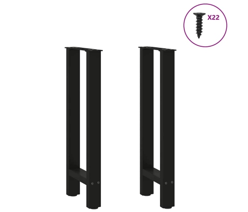 Patas de mesa de centro acero negro 2 uds 38x(72-73) cm