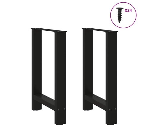 Patas de mesa de centro acero negro 2 uds 50x(72-73) cm