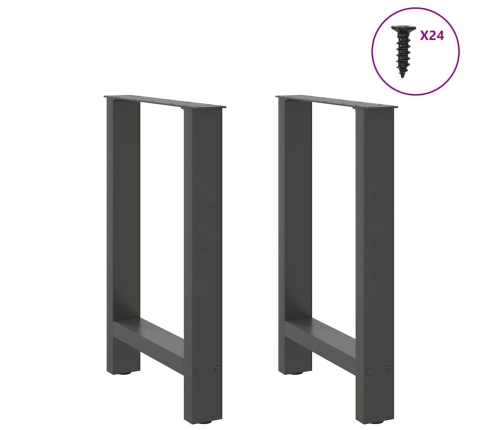 Patas de mesa de centro antracita 2 uds 50x(72-73)cm acero