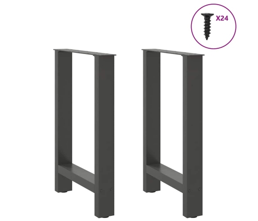 Patas de mesa de centro acero antracita 2 uds 60x(72-73) cm
