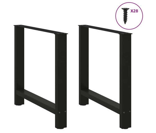 Patas de mesa de centro acero negro 2 uds 70x(72-73) cm