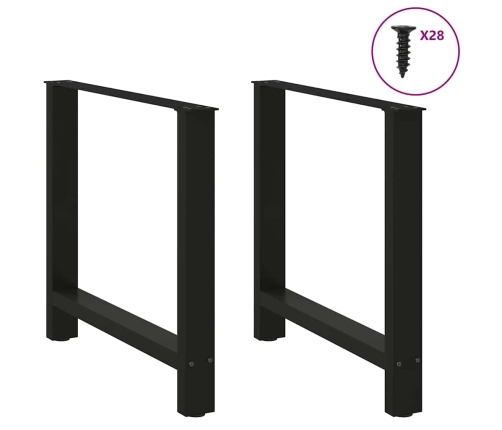 Patas de mesa de centro acero negro 2 uds 80x(72-73) cm